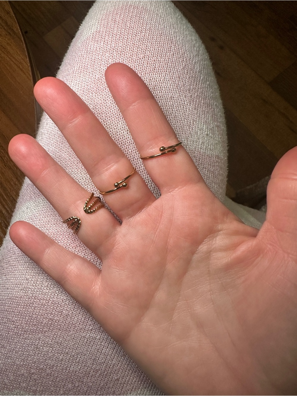 3 Gold-Plated Adjustable Rings - Picture 2 of 2